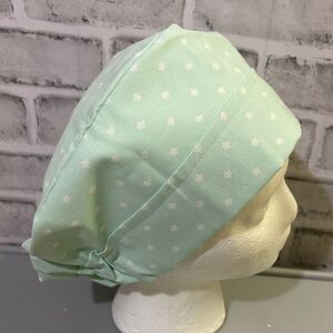 Mint Green with White Dots scrub cap handmade doctor nurse vet
